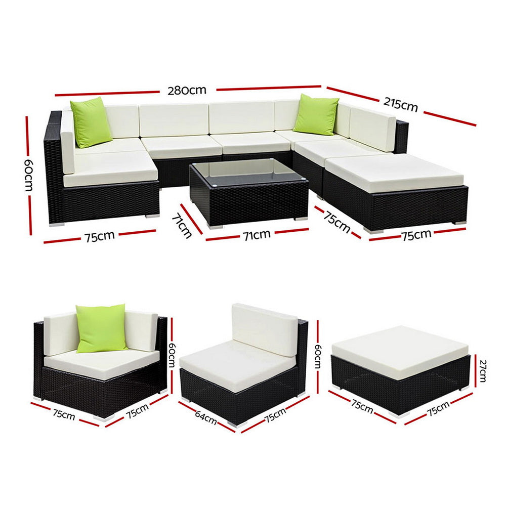 8-Piece Outdoor Sofa Set Wicker Couch Lounge Setting Cover By Gardeon